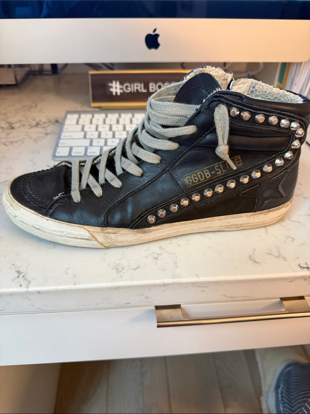 Golden Goose Slide High-Top Sneaker with Studs